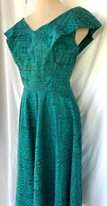 VTG 50s..ROCKABILLY..FIT & FLARE..COTTON..DRESS..WOMEN MED - Picture 1 of 4