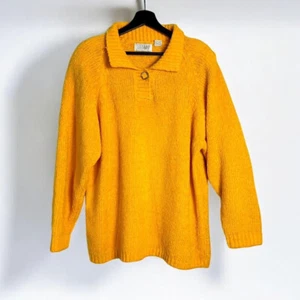 vintage 1980s Stefano World Wide knit chenille sweater Sz 18 / 20 chunky yellow - Picture 1 of 8