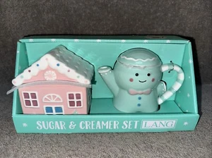Lang Pastel Christmas Gingerbread House Gingerbread Man Sugar And Creamer Set - Picture 1 of 5