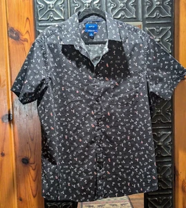 APT 9 Seriously Soft Short Sleeve Dress Shirt Cocktail Martinis Print - Picture 1 of 10