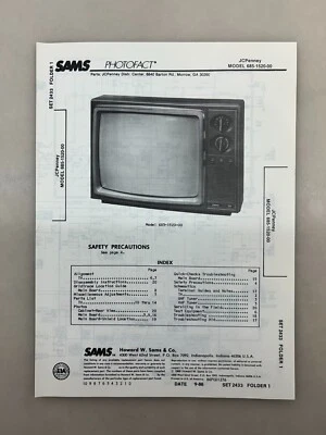JCPenney 685-1520-00 Руководство по Обслуживанию Sams Photofact Бесплатная Доставка - Изображение 1 из 4