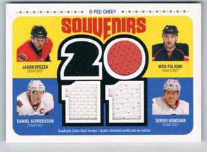 2011-12 O-PEE-CHEE SOUVENIRS SPEZZA FOLIGNO ALFREDSSON GONCHAR QUAD JERSEYS 3