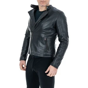 ★Chiodo Skinny Giubbotto Uomo in di PELLE 100%★ Men Leather Jacket Veste Homme - Foto 1 di 8