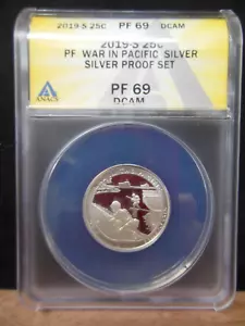 2019-S War In Pacific Silver Proof Washington Quarter ANACS PR69DCAM - Picture 1 of 2