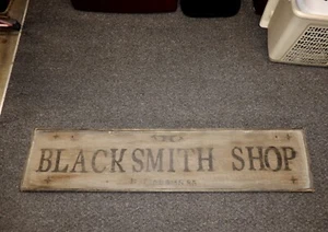 VINTAGE LARGE BLACKSMITH SHOP WOODEN HAND PAINTED SIGN - Picture 1 of 12