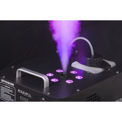 MACCHINA DEL FUMO VERTICALE Ibiza FOG900-RGB CON RADIOCOMANDO E LED 6X3W DMX - Immagine 1 di 4