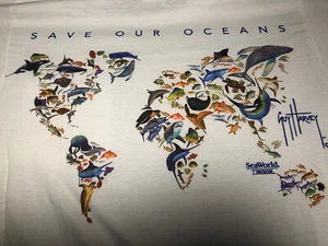 NEW Guy Harvey SeaWorld Save Sapir Oceans Pocketed Fishing T-Shirt White Small - Picture 1 of 2