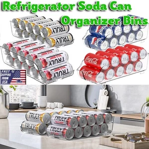 Refrigerator Soda Can Organizer Bins for Pantry Refrigerator Clear Storage Bins - Imagen 1 de 24