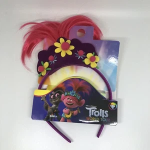 Trolls Dreamworks World Tour Poppy Headband New Pink Hair Daisies - Picture 1 of 11
