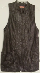 MANNING CARTEL Vest Jacket LINEN blend Wax coated Zip up extra Long ~ Women sz 8 - Picture 1 of 4
