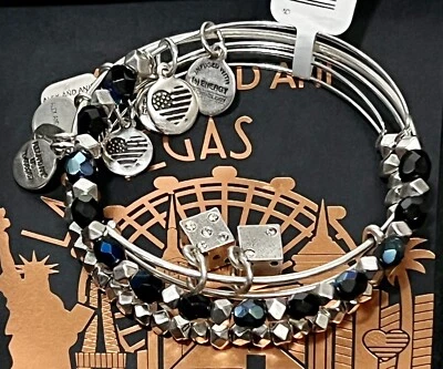 Juego de 3 brazaletes con cuentas ajustables Alex and Ani Las Vegas dados Foto 1 de 4