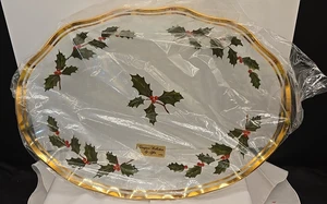 Lefton Rojo Verde Oro Cardenal Holly Berries Diseñador Colección Servicio Vacacional - Imagen 1 de 5