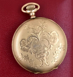 Antique 6 Size Yellow Gold Filled Hunter Pocket Watch 20 Year Case AS IS - Picture 1 of 7