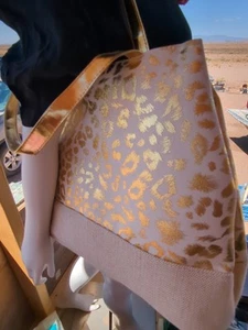 Bolso de Mano Estampado de Leopardo Blanco Sin Marca - Dorado Y Lona Nuevo - Imagen 1 de 13