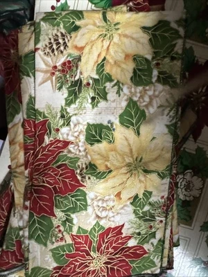 Тканевые обеденные салфетки 14 Re/ Yellow Poinsettia Christmas Holiday 19 дюймов x 19 - Изображение 1 из 3