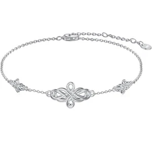 Celtic Bracelet 925 Sterling Silver Infinity Knot Bracelets Adjustable Good L... - Picture 1 of 7