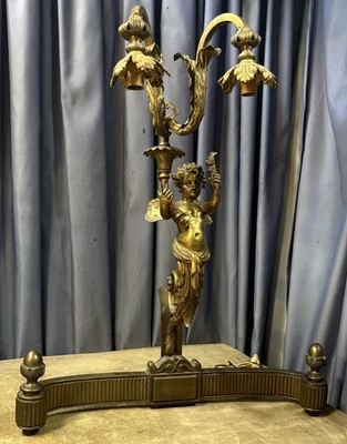 ANTIGUO Lámpara de araña de ángel querubín de latón Art Nouveau COMO ESTÁ Foto 1 de 4