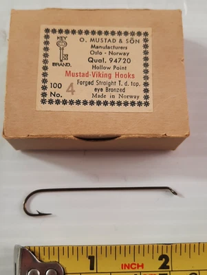 Caja 95 Mustad 94720 #4 Streamer 8 X Ganchos LARGOS Cabeza de Acero Ganchos para Atar Moscas #10 Foto 1 de 2