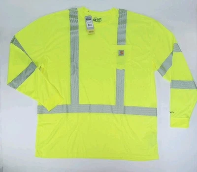 Carhartt Men's High Visibility Force Long Sleeve Class 3 T-Shirt 3XL Tall - Image 1 of 4