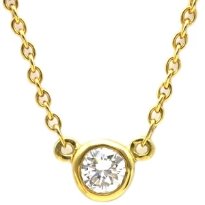Tiffany & Co Necklace By the Yard Single Diamond Pendant 18K Yellow Gold d - Picture 1 of 6