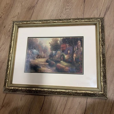 Thomas Kinkade 鹅卵石巷磨砂印花框 19 w x 15 小时 — 第 1/4 张图片