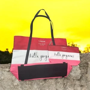 Clinique Kate Spade HELLO GORGEOUS Tote with Matching Small Makeup Bag - Bild 1 von 12