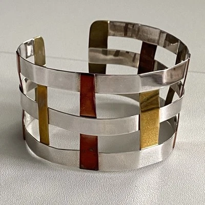 Brazalete brazalete brazalete RLM Studio Robert Lee Morris plata esterlina cobre latón Foto 1 de 4