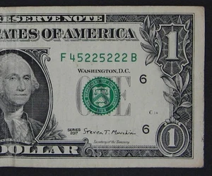 2017 $1 (ONE DOLLAR) - NOTE - FANCY SERIAL NUMBER - TRINARY - FIVE 2's - Picture 1 of 3