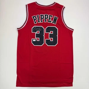 Autographed/Signed Scottie Pippen Chicago Red Basketball Jersey Beckett BSA COA - Picture 1 of 4