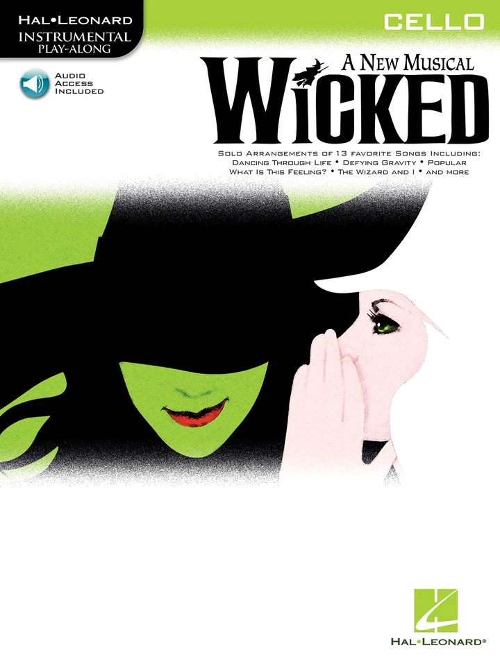 Wicked Musical Cello Solo Broadway Sheet Music Play-Along Song Book Online Audio - Image 1 of 1