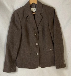 Damen Vintage LL Bean braun gesprenkelt Wollmischung 3 Knöpfe Blazer Taschen Gr. M - Bild 1 von 3