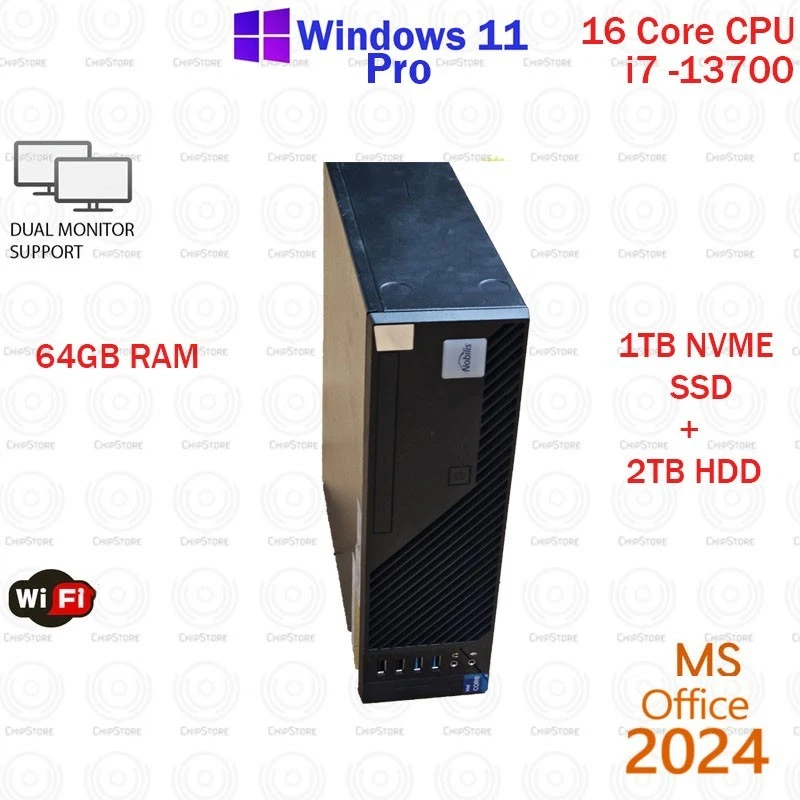 PC de escritorio Nobilis Core i7-13700 16 núcleos 64 GB RAM 1 TB NVME Win11 Office2024 Foto 1 de 2