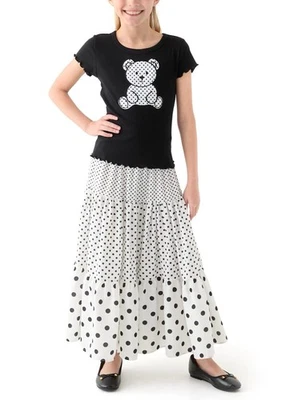 Saia Maxi Amy Byer Bolinhas Meninas Tamanho G (14) Branca Preta NOVA - Imagem 1 de 4