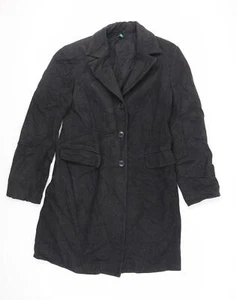 United Colors of Benetton Womens Grey Overcoat Coat Size 14 Button - Vintage - Picture 1 of 10