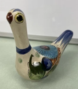 Mexican Tonala Folk Art Bird Pigeon Statue Figure Figurine Hand Painted Pottery - Picture 1 of 8