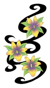 Tribal Orchid Temporary Tattoo - pack of 2 medium sized tattoos - Picture 1 of 1