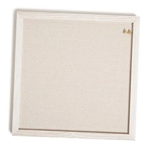 Rustic Linen Bulletin Board, 14"x14", White Wood Style Frame, Industrial - Picture 1 of 7