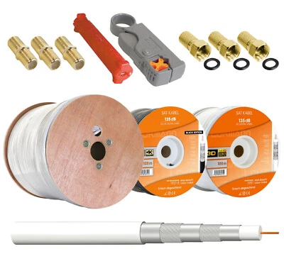5 - 500m SAT Koaxialkabel 135dB 5-fach TV Antennenkabel Digital Coax 4K UHD 3D  - Bild 1 von 4