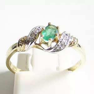 Ring Gold 585er Bicolor Diamanten Smaragd 14 kt Goldschmuck Edelsteine exclusiv - Bild 1 von 5