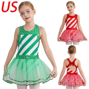 Mädchen Kinder Weihnachten gestreift Zuckerstange Kostüm Ballett Tanz Party Tutu Kleid - Bild 1 von 27