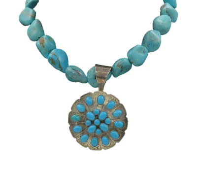 DTR JAY KING 925 Silver  Vintage Turquoise Heavy Beaded Chain Necklace NE2895 - Image 1 of 4