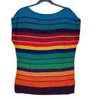 Lauren Ralph Lauren Rainbow Striped Colorful Knit Sweater Women&#39;s XL Boatneck