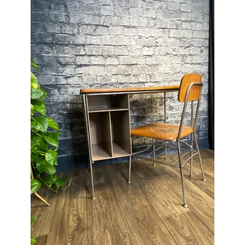 Vintage Metal Desk With Heywood chair Cover