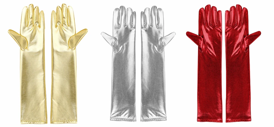 MUJER ADULTO AÑOS 20 FLAPPER ÓPERA GRADUACIÓN CODO LARGO METALIZADO DISFRAZ GUANTES 15" Foto 1 de 1