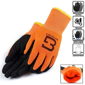 Safety Winter Insulated Double Lining Rubber Coated Work Gloves -BGWANS-OR - Picture 1 of 3