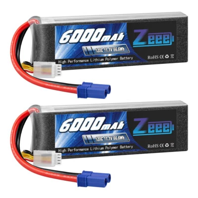 2x Zeee 3S Lipo Battery 6000mAh 11.1V 120C Soft Case EC5 for RC Car Truck Boat - Image 1 of 4