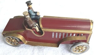 Raro coche de juguete Schieble Hill Climber con mecanismo de volante y 2 figuras de hierro fundido - Imagen 1 de 13