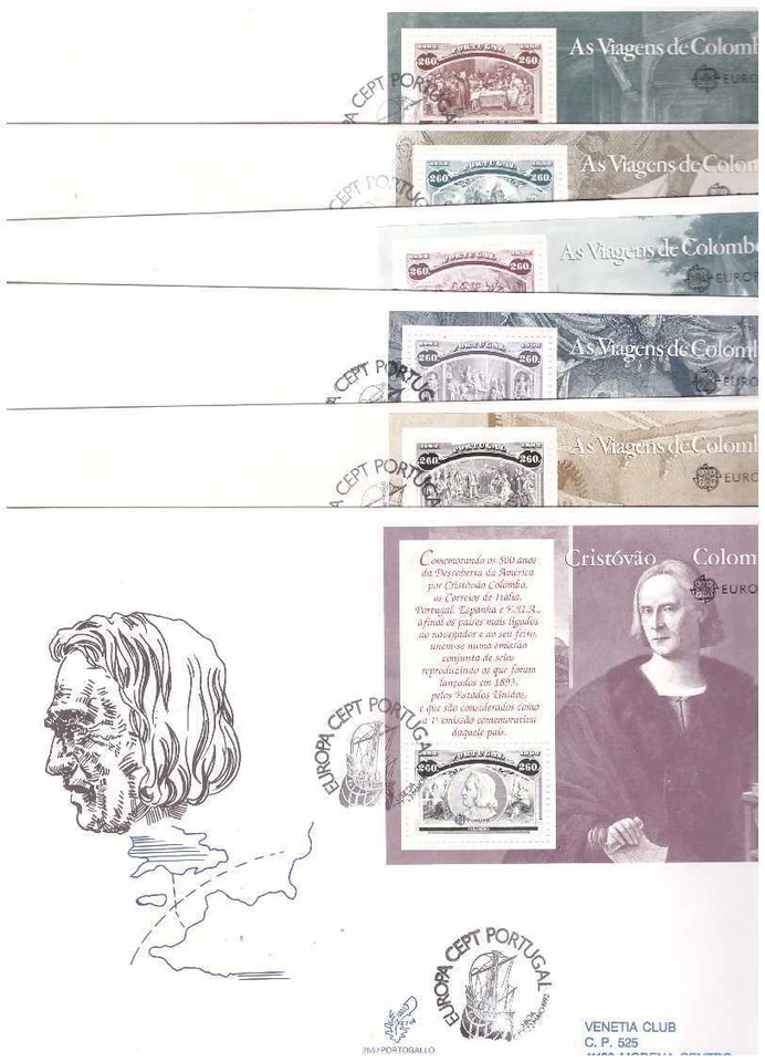 FDC Venetia Club 1992 - Sheetlets Portugal Traveled - Image 1 of 1