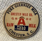 Vintage Chester Milk Co. Bottle Cap Guernsey Milk Chester, South Carolina Rare