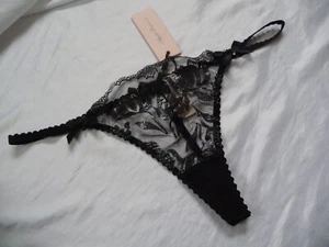 12, Agent Provocateur Sparkle G-string, sheer mesh, black, AP size 4, NEW - Picture 1 of 12